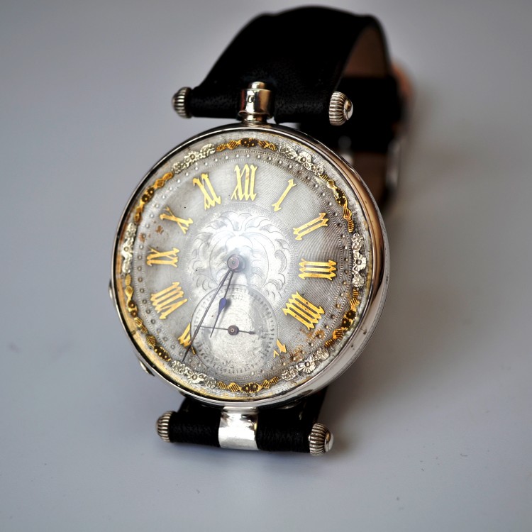 SOLD 43mm solid silver antique watch Swiss exhibition circa 1850 key wind watch antique collectible 
