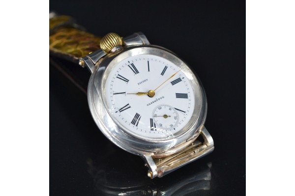 SOLD Glashutte C.1900 silver WW1 wristwatch antique military 