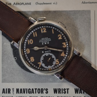 WW1 pilots military Rolex watch 50mm 8 days MARK II British Air department radium dial broad arrow