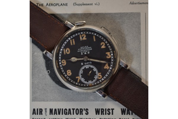 WW1 pilots military Rolex watch 50mm 8 days MARK II British Air department radium dial broad arrow
