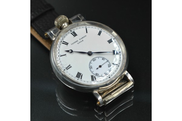 SOLD Ulysse Nardin mechanical 1914 antique wristwatch silver WW1 trench watch