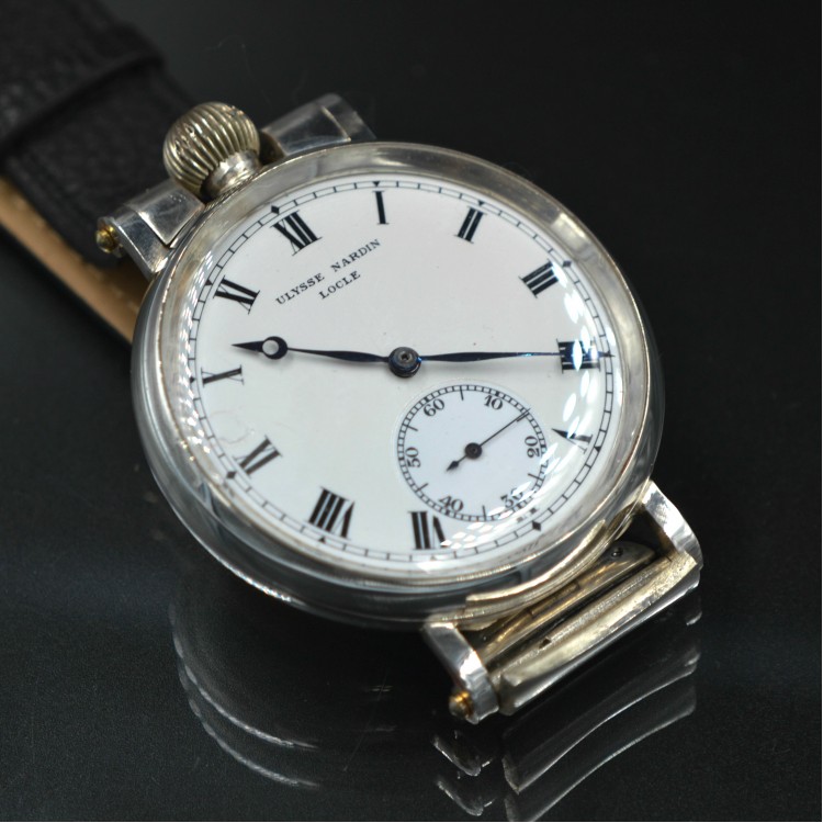 SOLD Ulysse Nardin mechanical 1914 antique wristwatch silver WW1 trench watch