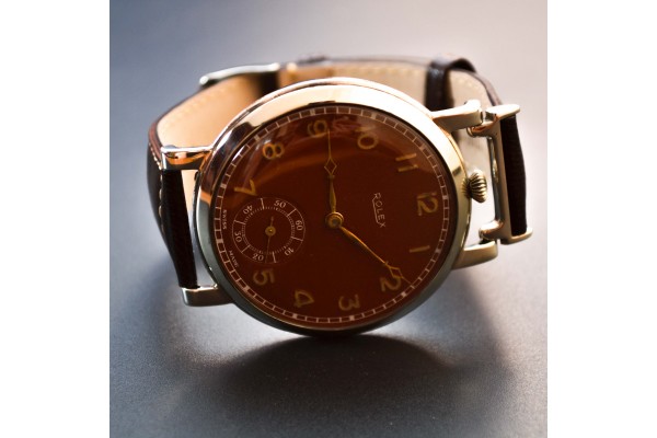 OUT OF STOCK Vintage Rolex chronometer precision pre explorer rare tropical brown dial antique original pocket watch conversion to trench watch