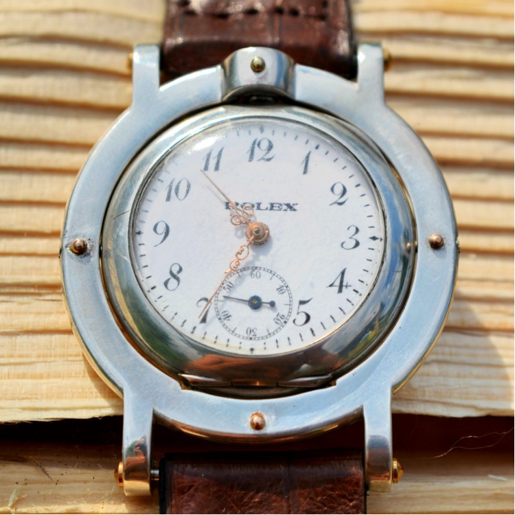 SOLD: 40 mm Swiss antique ROLEX Rebberg solid silver wrist watch