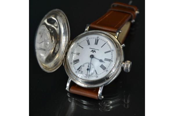 SOLD Longines Billodes high grade wolf tooth full hunter 49mm solid silver WW1 military antique Swiss men's watch