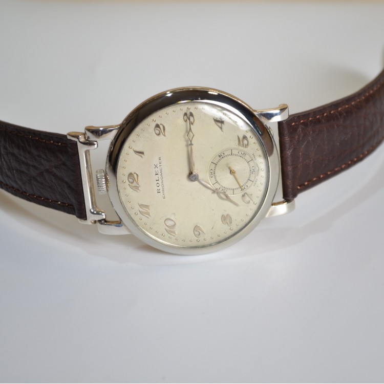 Vintage Rolex Chronometre 1930's Marconi tropical dial gilded hours marks WW1 military trench watch