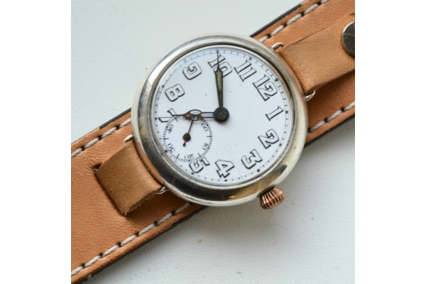 SOLD Silver officers trench wristwatch Dimier Freres et Cie