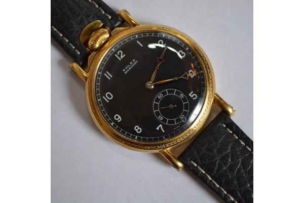 SOLD Antique Rolex Marconi 48mm men’s wristwatch gold plated WW1 military trench watch