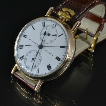 Ulysse Nardin 9Kt Solid Gold Oversize Marine Cronograph for Royal Navy Men's Wrist Watch high-grade movement Audemars caliber Serviced