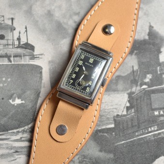 Art Deco Rolex 1930's vintage gents dress classics tank watch case military black dial 
