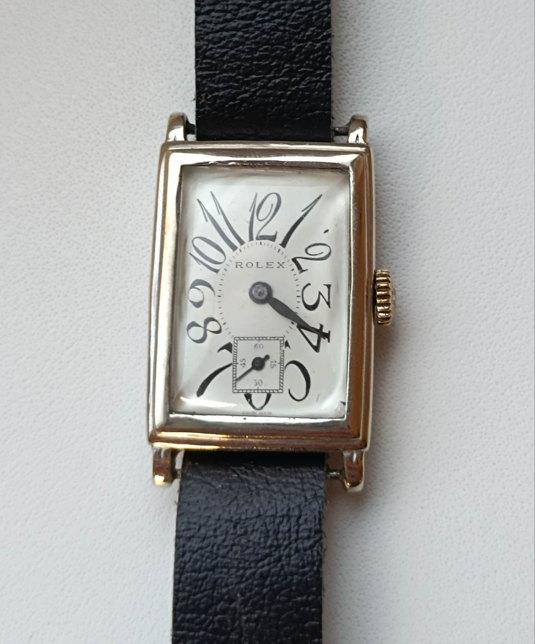 1930s Rolex Tank Watch – Art Deco White Dial