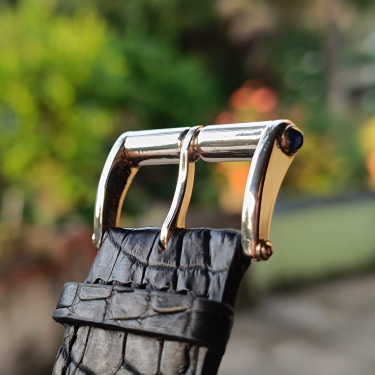 24mm Sterling Silver Buckle Crocodile Leather Watch Strap – Panerai Compatible photo 2
