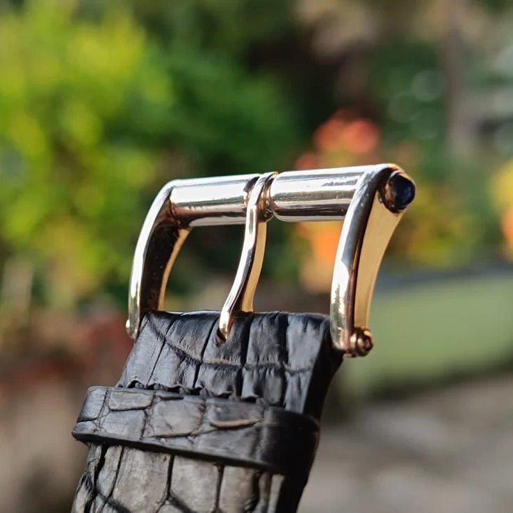 24 mm watch strap sterling silver Panerai compactible genuine crocodile leather