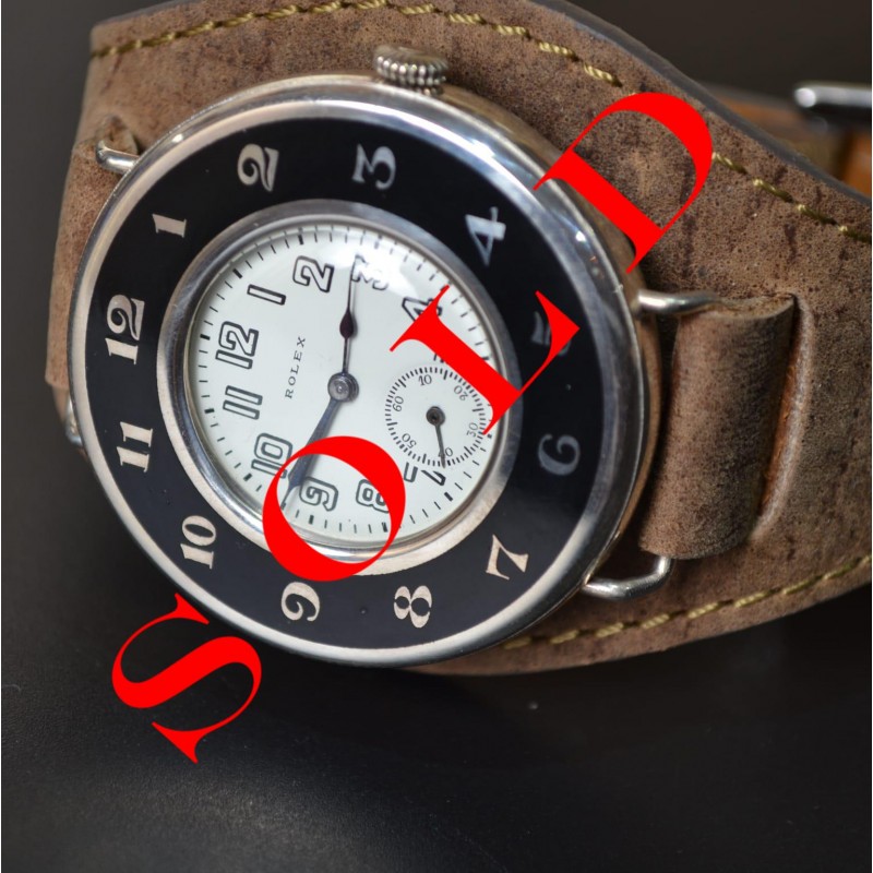 43mm Rolex Rebberg antique 1910s pilots/marine double cased protected military issued WW1 trench silver niello watch