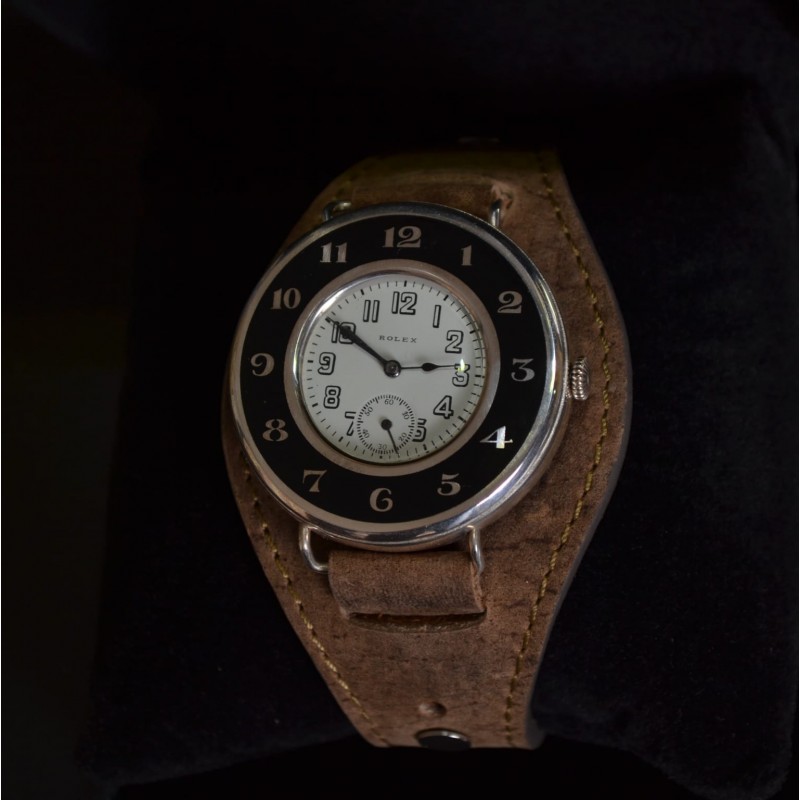 43mm Rolex Rebberg antique 1910s pilots/marine double cased protected military issued WW1 trench silver niello watch photo 2