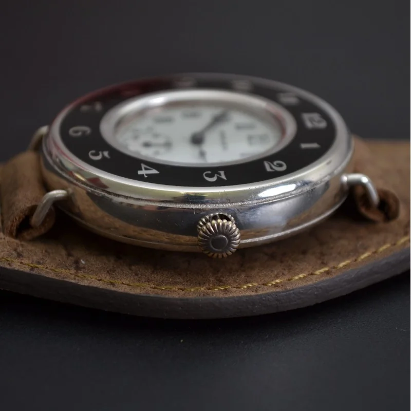 43mm Rolex Rebberg antique 1910s pilots/marine double cased protected military issued WW1 trench silver niello watch