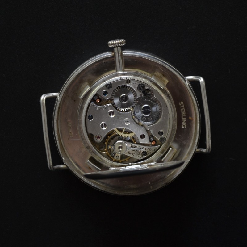 43mm Rolex Rebberg antique 1910s pilots/marine double cased protected military issued WW1 trench silver niello watch photo 5
