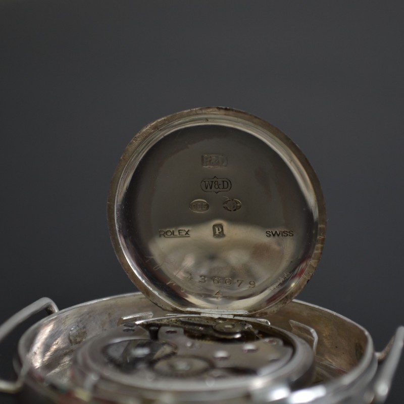 43mm Rolex Rebberg antique 1910s pilots/marine double cased protected military issued WW1 trench silver niello watch photo 6