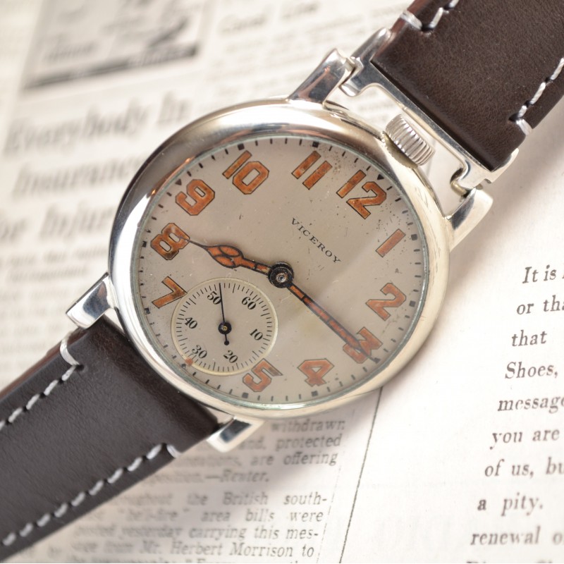 43mm Rolex Viceroy WW2 Pilots Aviator Trench Watch with Military Broad Arrows
