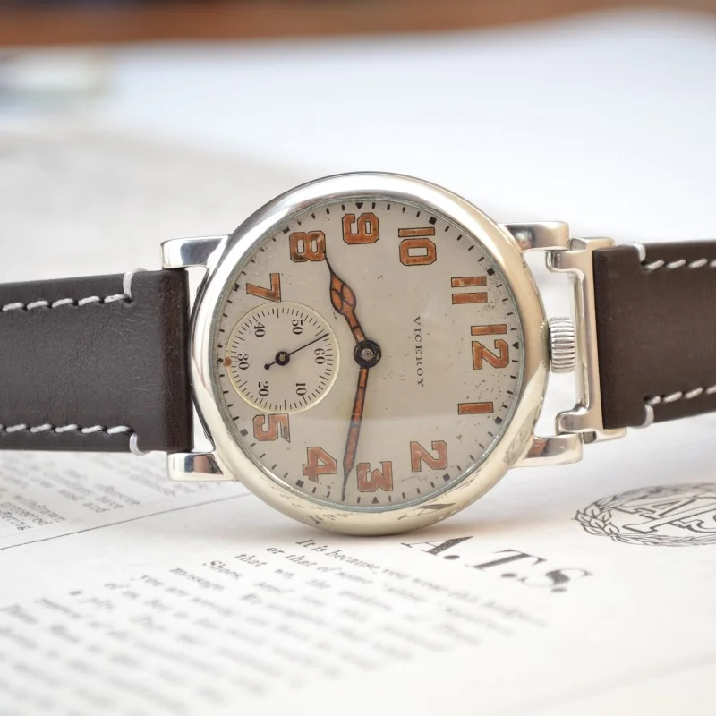43mm Rolex Viceroy WW2 pilots aviator with original luminous military broad arrows men's trench watch