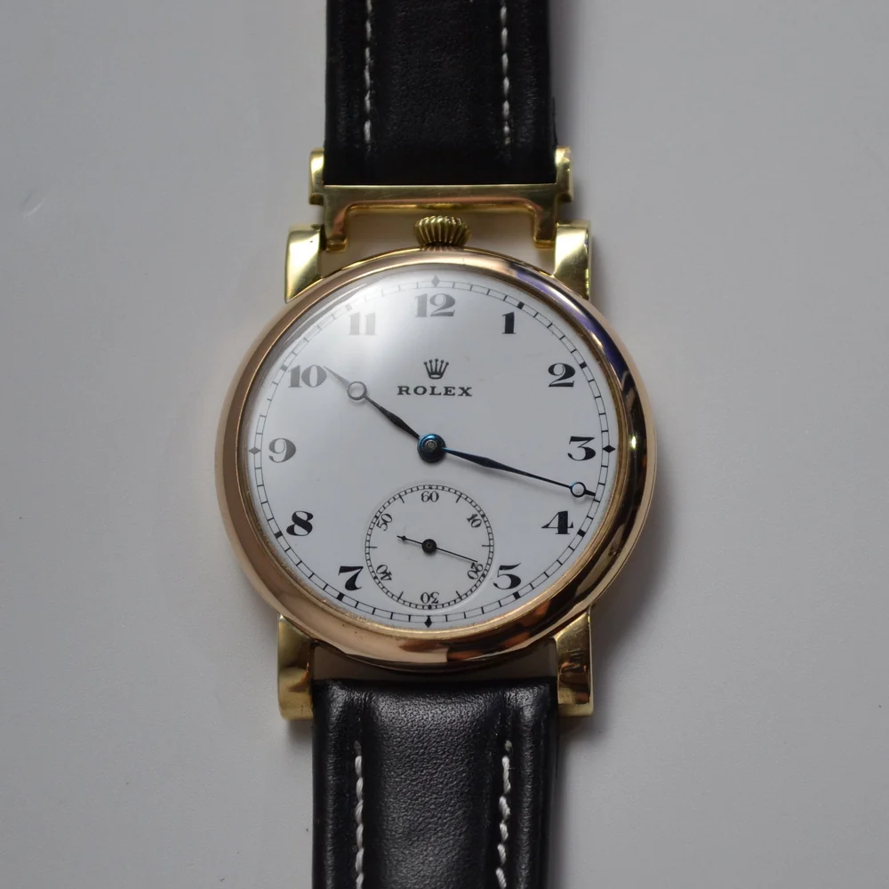 45mm Vintage Rolex Military Watch – Gold-Plated with Porcelain Dial & Semi-Hermetic Case