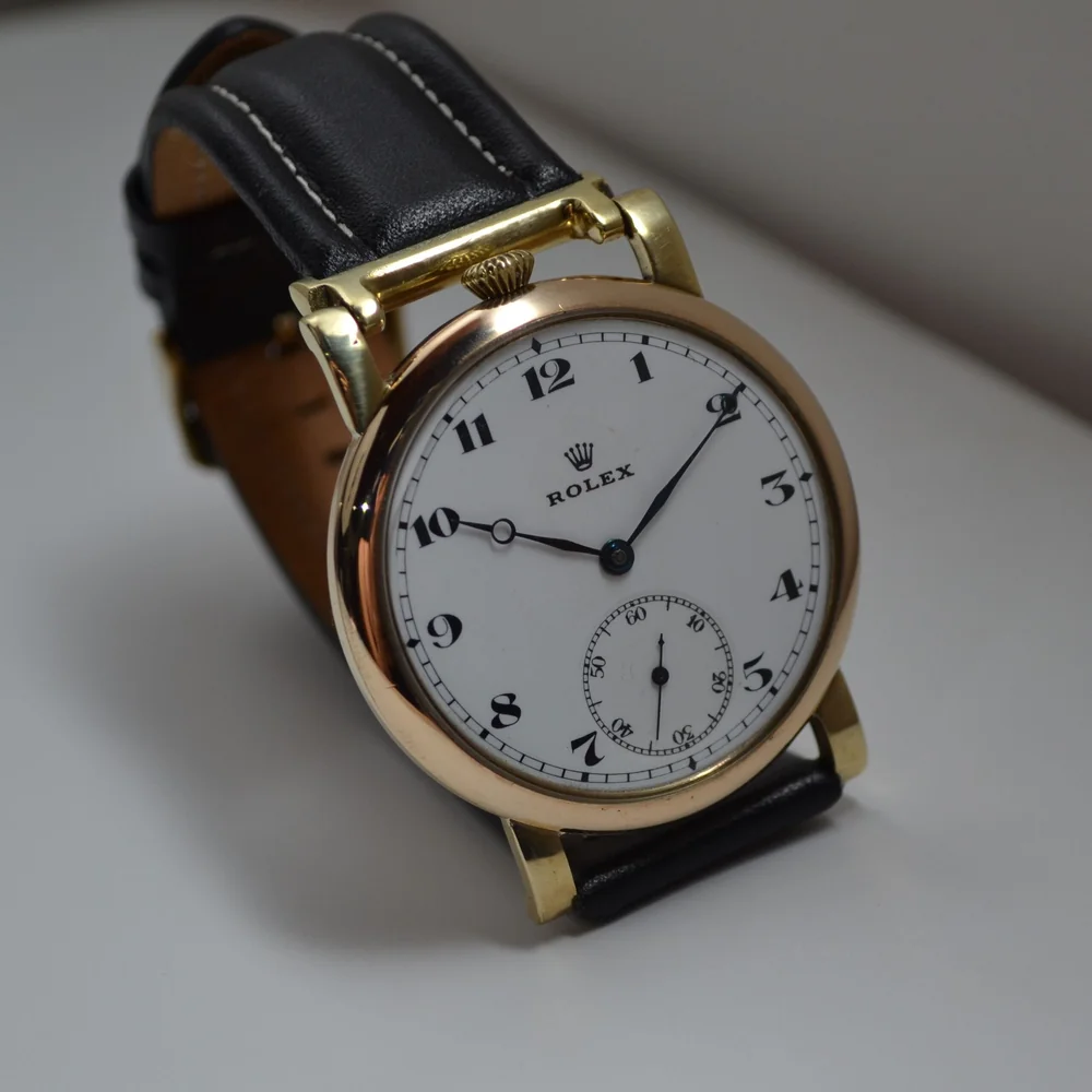 45mm Vintage Rolex Military Watch – Gold-Plated with Porcelain Dial & Semi-Hermetic Case