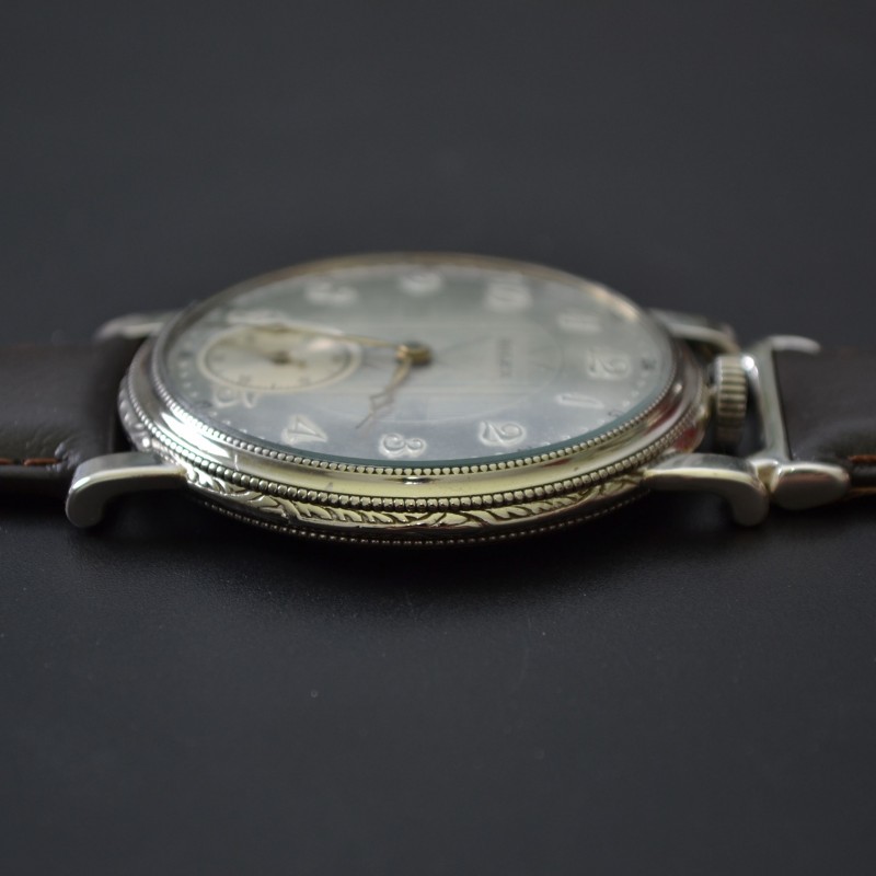 45mm vintage Rolex Unicorn mens watch Art Deco case guiloche dial in near mint condition 15 jewels movement photo 6