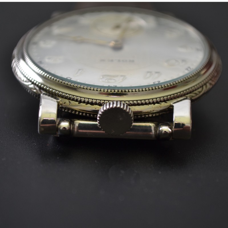 45mm vintage Rolex Unicorn mens watch Art Deco case guiloche dial in near mint condition 15 jewels movement photo 8