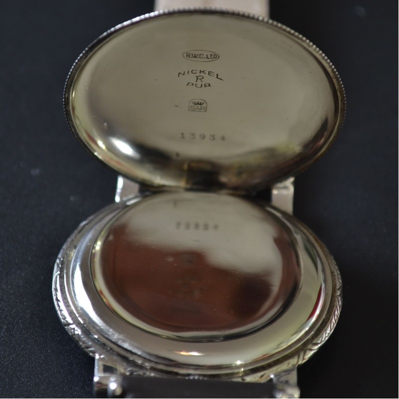 45mm vintage Rolex Unicorn mens watch Art Deco case guiloche dial in near mint condition 15 jewels movement photo 10
