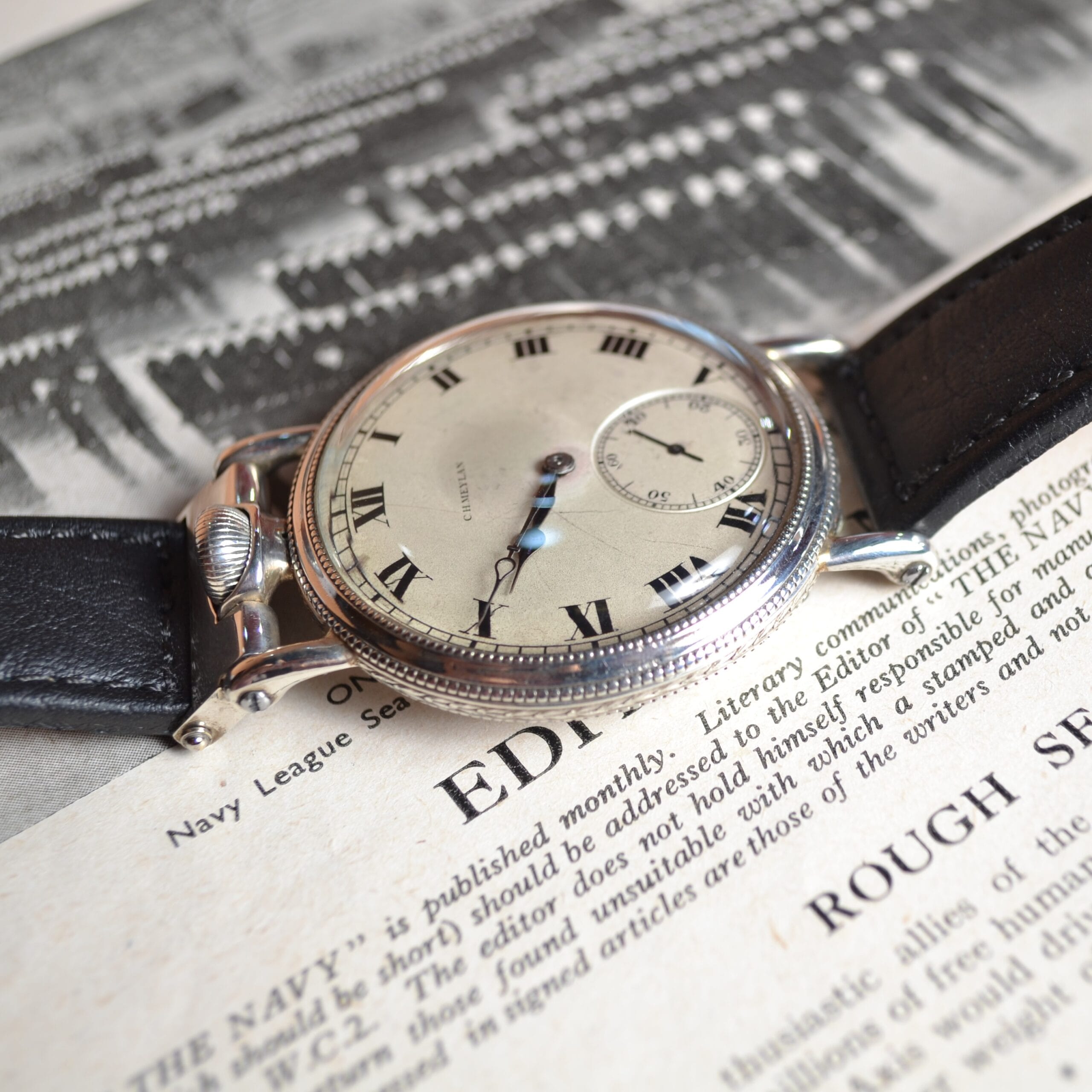 46mm Meylan Brassus High Grade 19 Jewels Antique Men's Dress Watch – Solid Silver Case photo 3