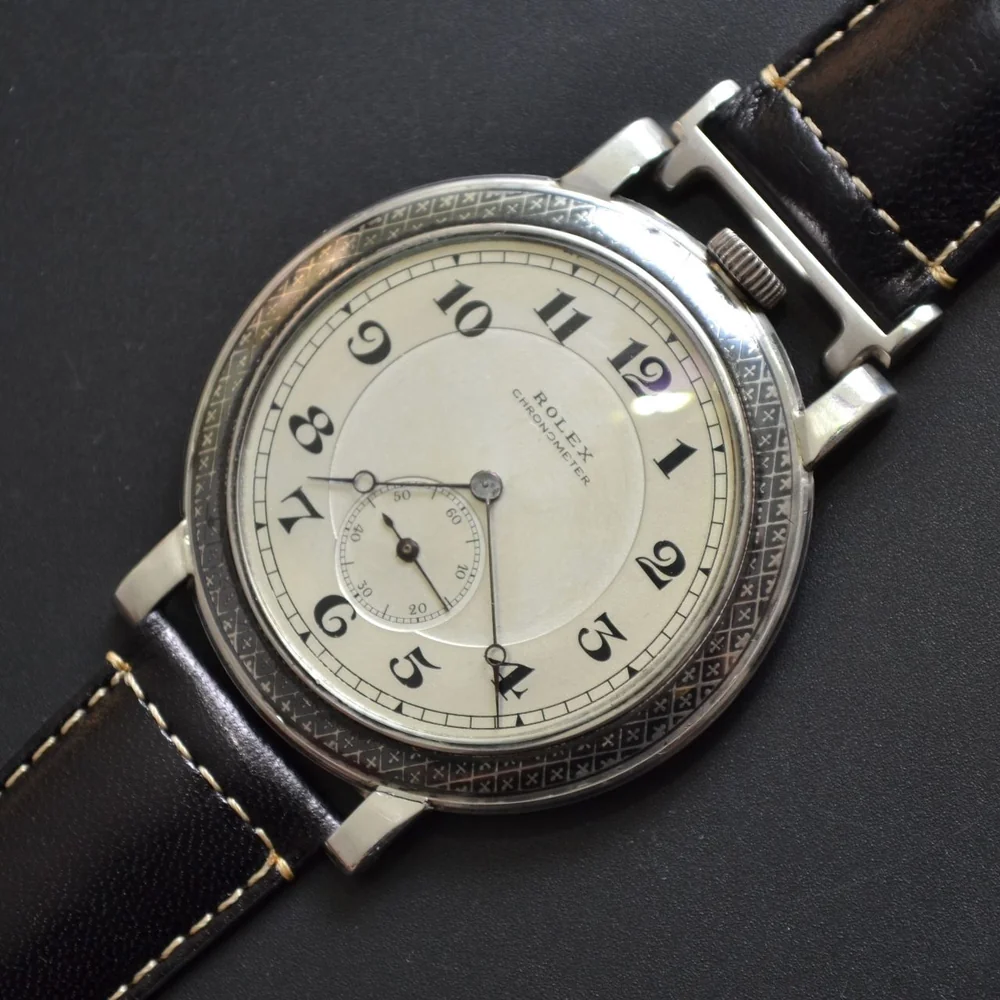 47mm Rolex Rebberg Niello Wristwatch (1910s) – Rare Antique Chronometre Collectible