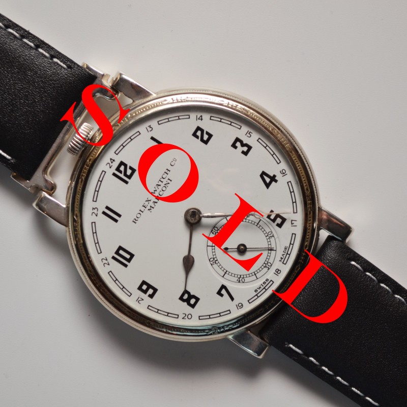 48mm vintage mens Rolex Marconi chronometer antique military trench watch guilloche art deco case