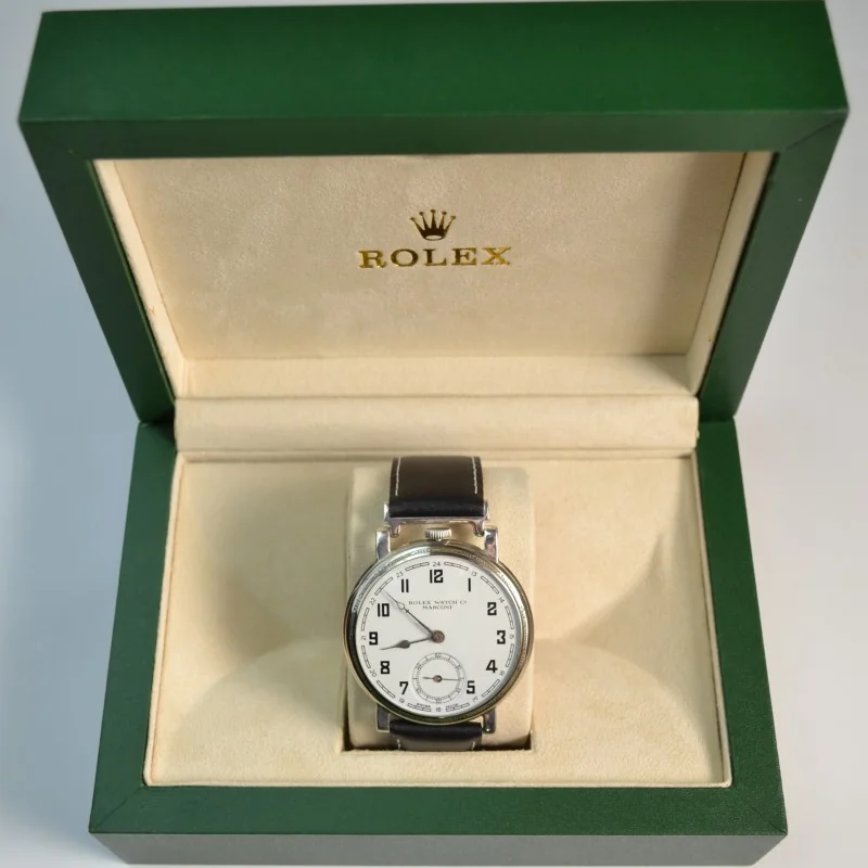 48mm vintage mens Rolex Marconi chronometer antique military trench watch guilloche art deco case