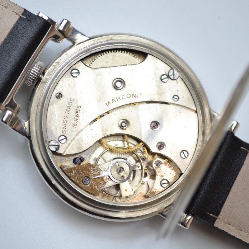 48mm vintage mens Rolex Marconi chronometer antique military trench watch guilloche art deco case photo 9