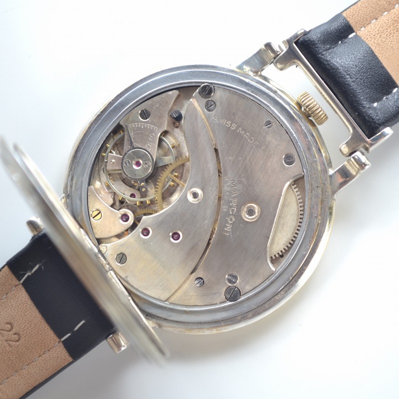 48mm vintage men's Rolex Marconi watch antique military trench chronometer 1920's guilloche art deco case photo 6