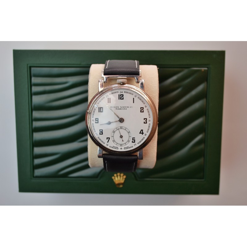 48mm Rolex Marconi Trench Watch – Guilloché Art Deco Case, c.1925
