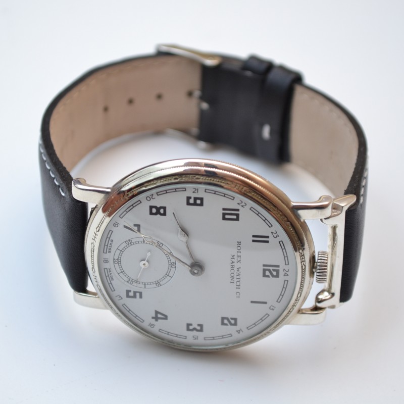 48mm Rolex Marconi Trench Watch – Guilloché Art Deco Case, c.1925 photo 3