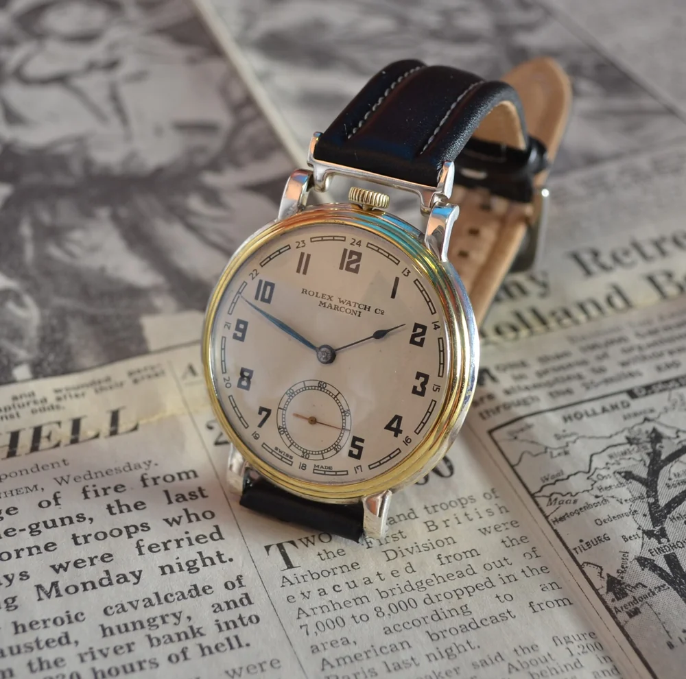 49mm Rolex Marconi Military Trench Chronometer (1930s) - Art Deco Guilloché Dial