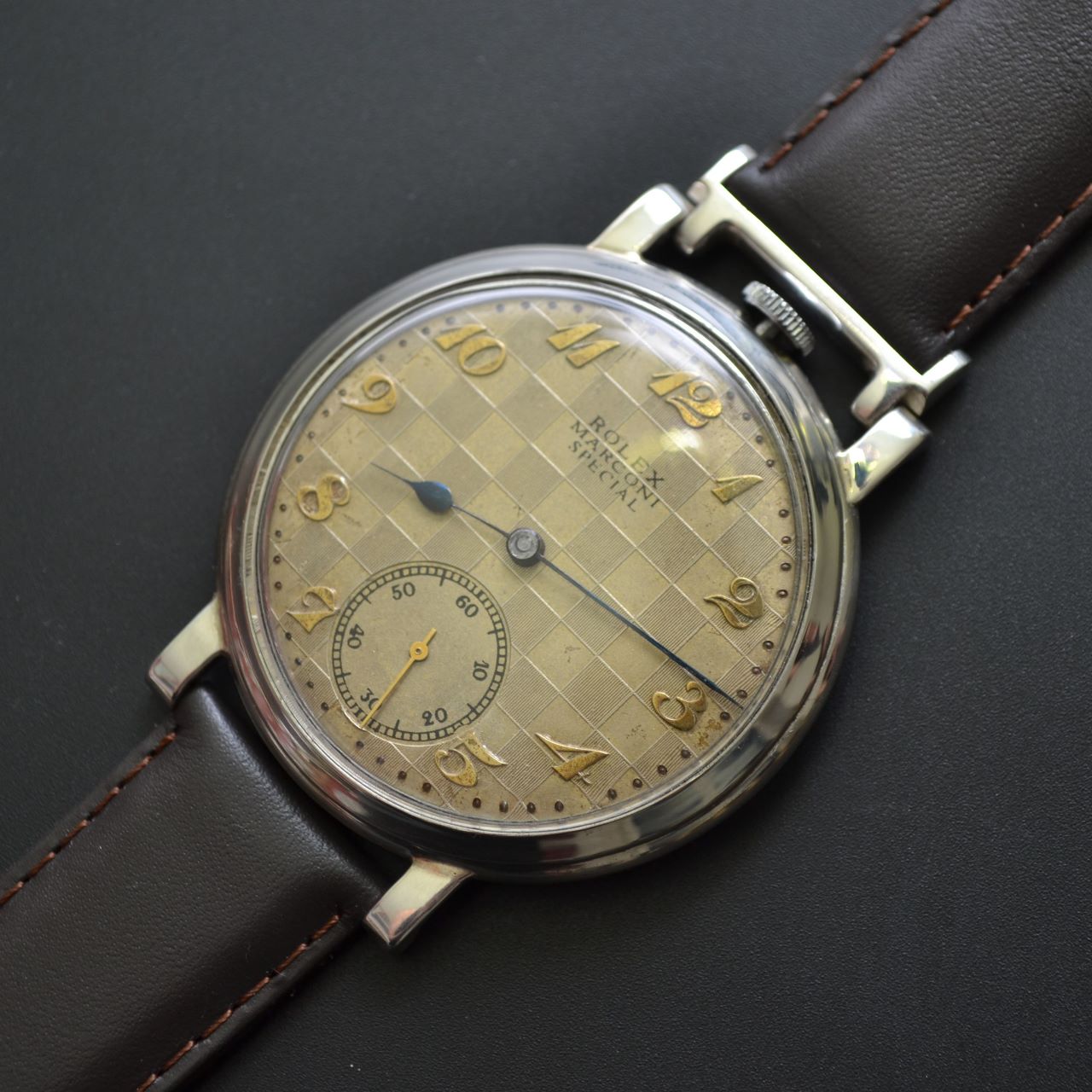 Rolex Marconi Special Military Chronometer – Art Deco Guilloché Dial, 49mm