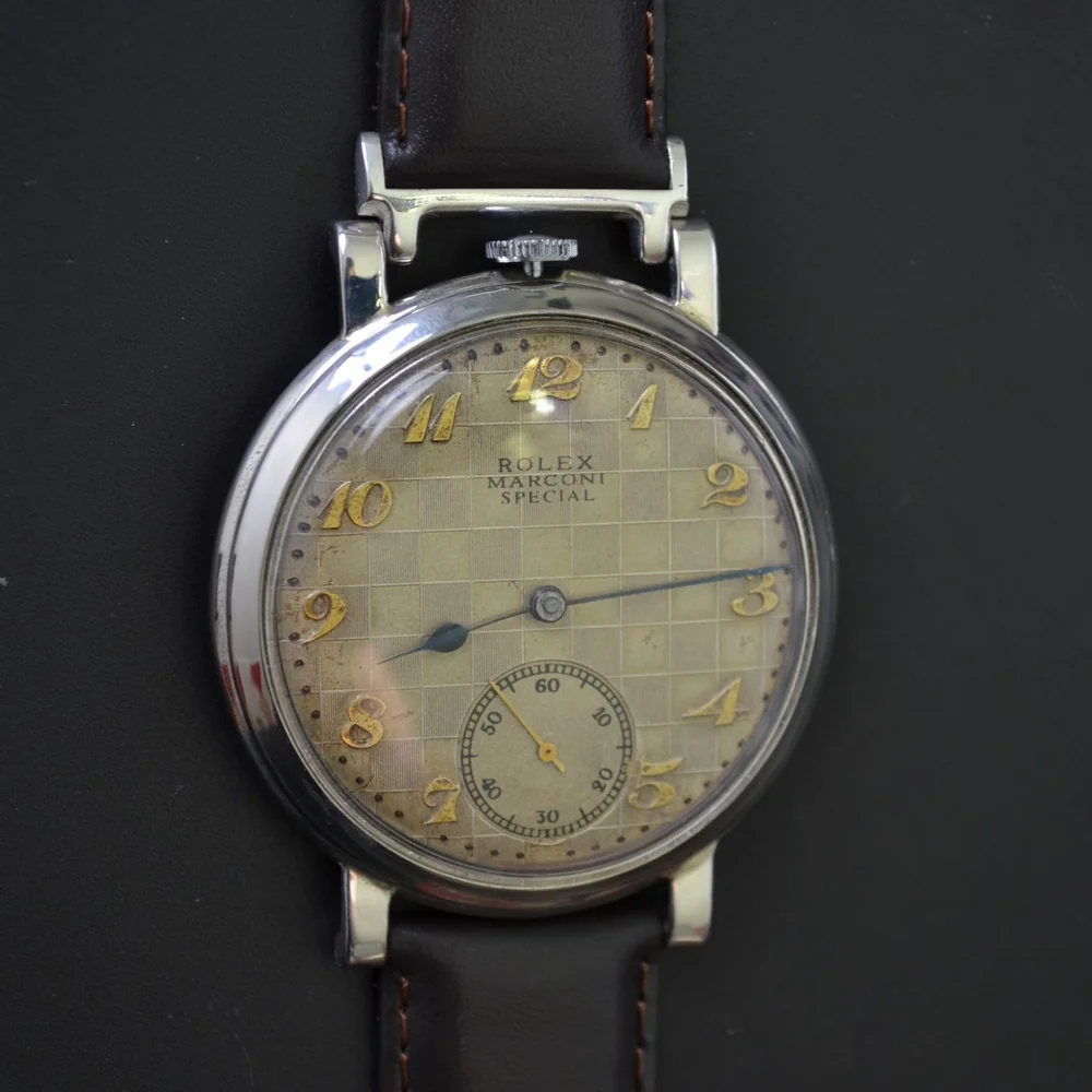 49mm Rolex Marconi Special Military Chronometer – Antique Art Deco Guilloché Dial Men's Watch