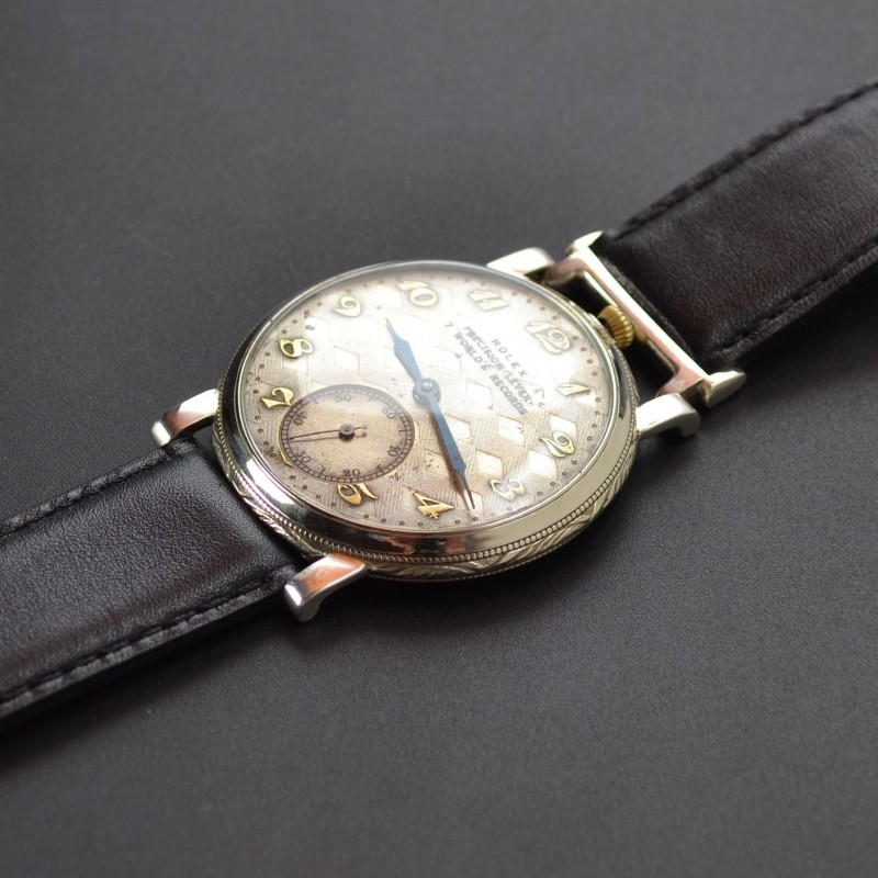 Antique Rolex precision lever 7 worlds records platinette open face pocket watch 1930's