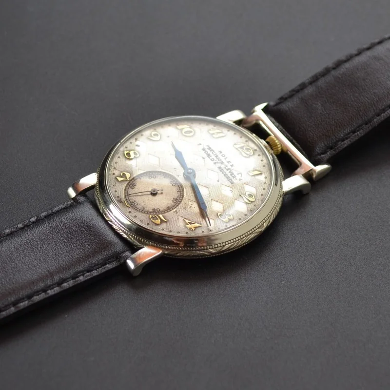 Antique Rolex precision lever 7 worlds records platinette open face pocket watch 1930's