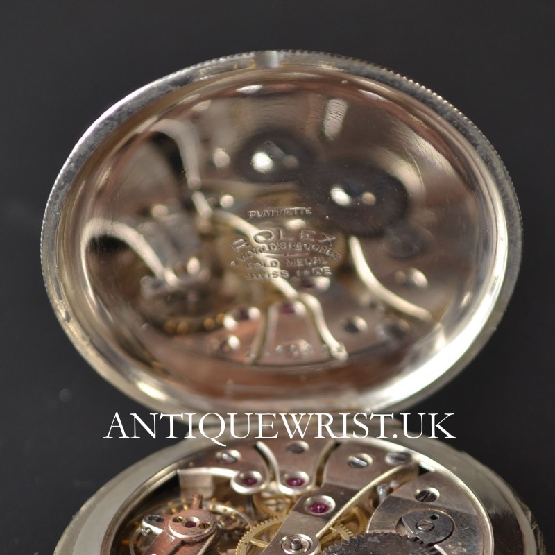 Antique Rolex precision lever 7 worlds records platinette open face pocket watch 1930's photo 3
