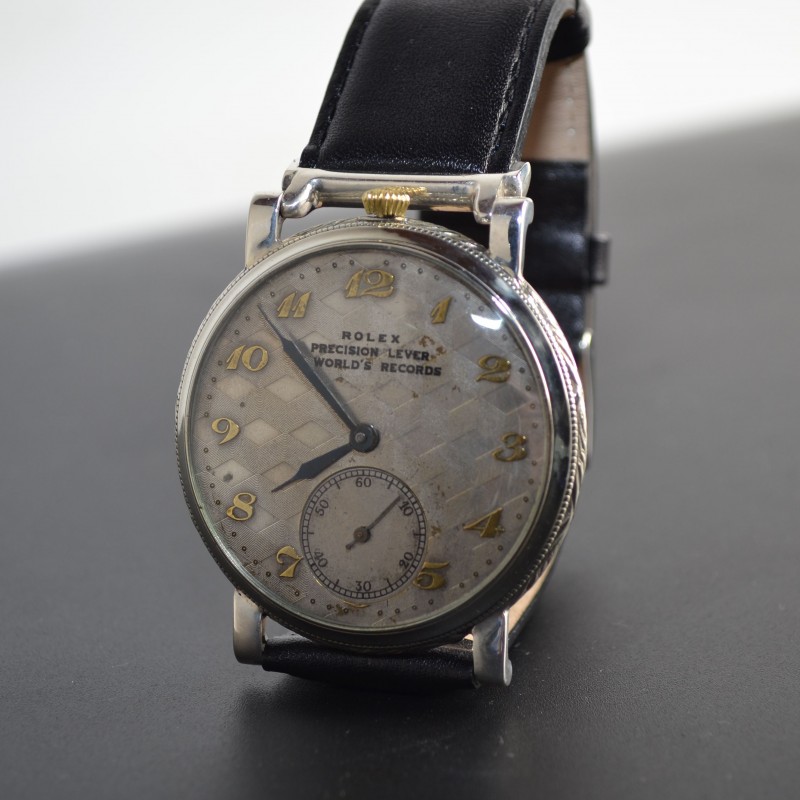 Antique Rolex precision lever 7 worlds records platinette open face pocket watch 1930's photo 6