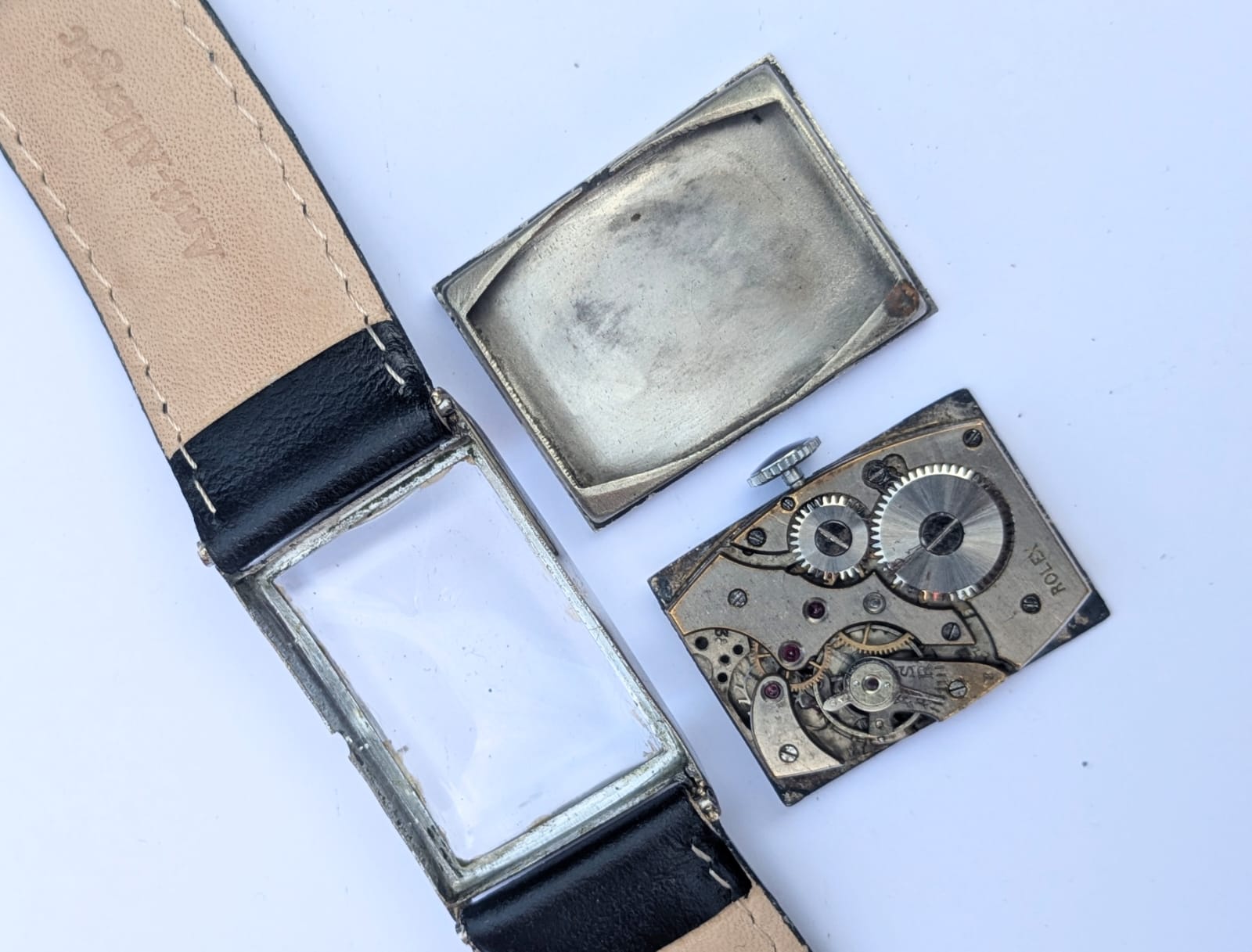 Antique Rolex Rectangular Tank Wristwatch 1930 - Rare Vintage Swiss Timepiece with Military Luminous Dial