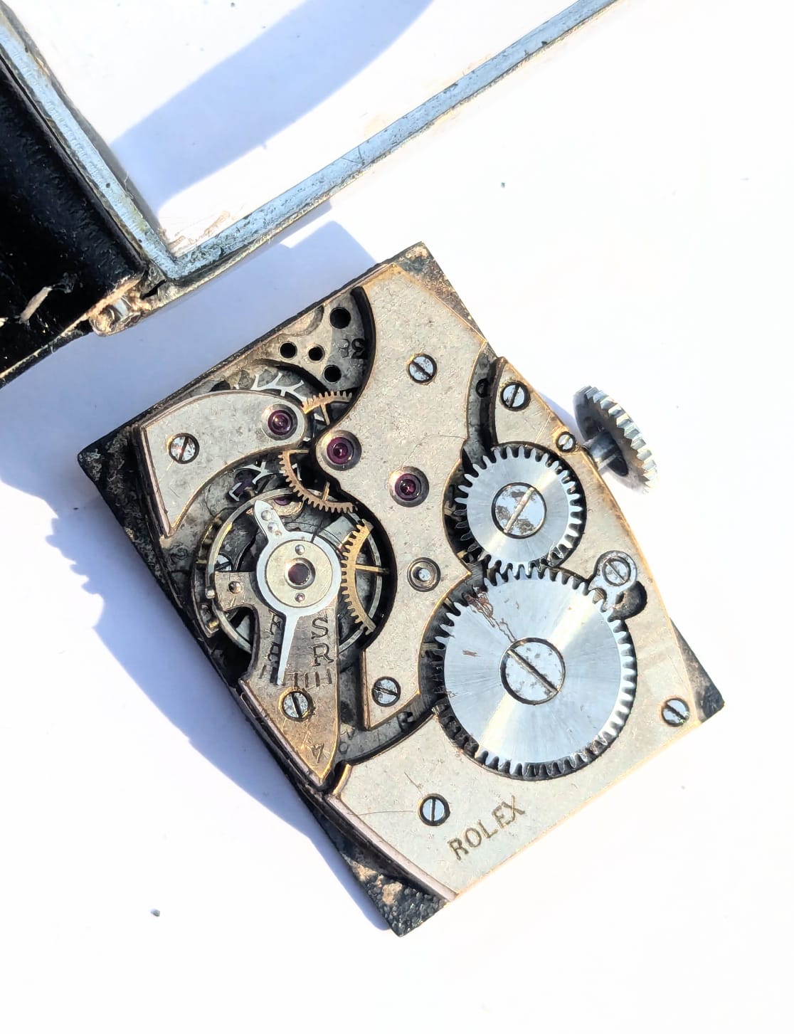 Antique Rolex Rectangular Tank Wristwatch 1930 - Rare Vintage Swiss Timepiece with Military Luminous Dial