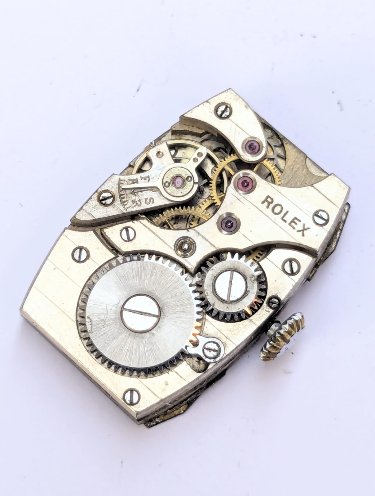 Antique Rolex Rectangular Tank Wristwatch - Art Deco Vintage Swiss Timepiece with Black Exploded Dial circa 1930s