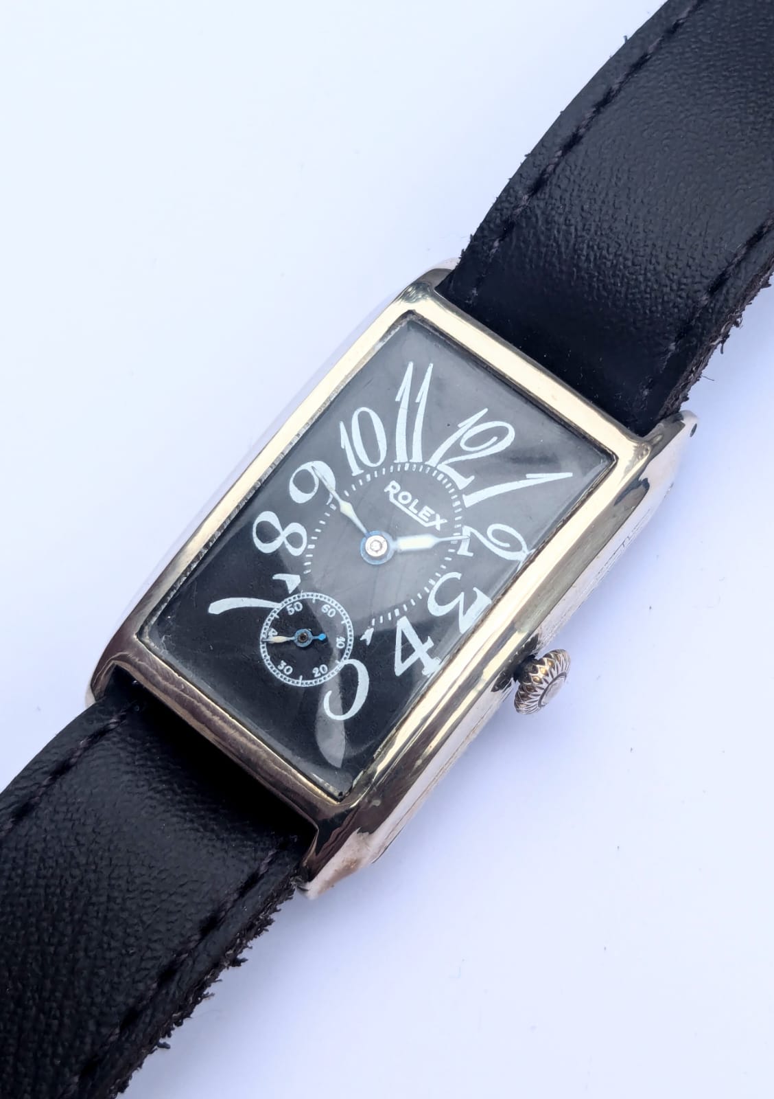 Antique Rolex Rectangular Tank Wristwatch – Rare Vintage Swiss Timepiece with Exploded Dial
