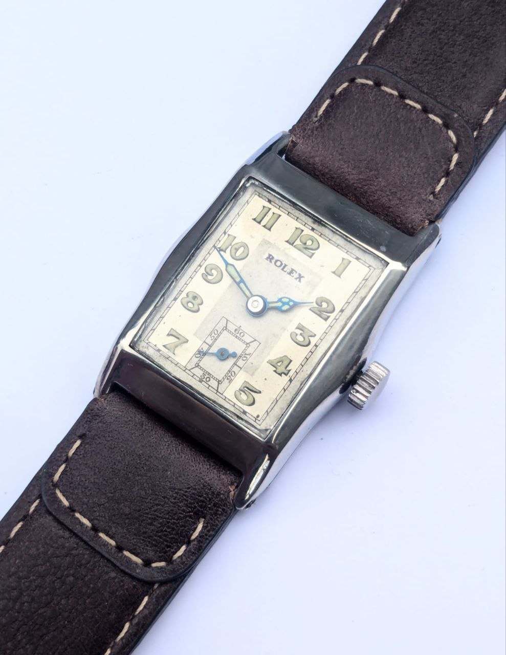 Antique Rolex Rectangular Tank Wristwatch – Rare Vintage Swiss Timepiece with Exploded Dial