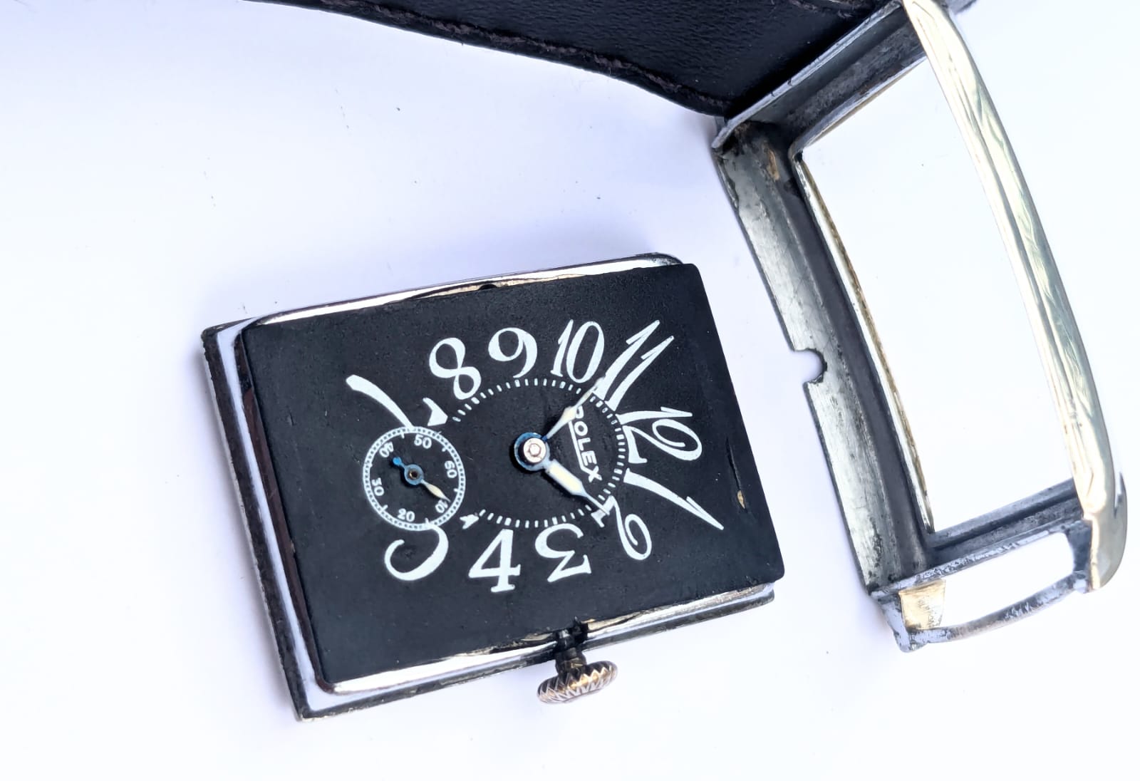 Antique Rolex Rectangular Tank Wristwatch – Rare Vintage Swiss Timepiece with Exploded Dial